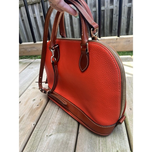 Dooney Bourke Orange Tangerine Pebbled Leather Zip  Handbag - Picture 4 of 13
